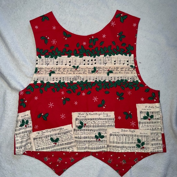Vintage Holiday Vest with Musical Notes - Picture 6 of 8